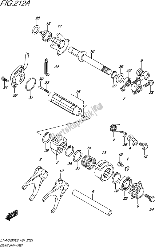 All parts for the Gear Shifting of the Suzuki LT-A 750 XP 2018