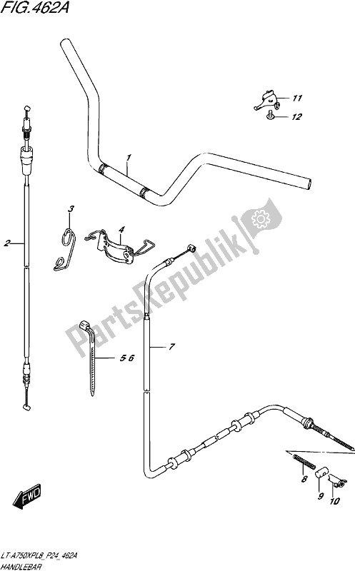 All parts for the Handlebar of the Suzuki LT-A 750 XP 2018