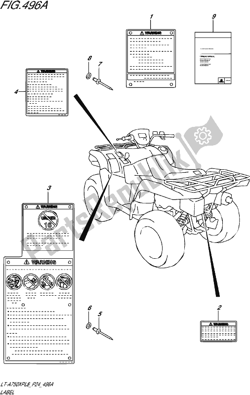 All parts for the Label of the Suzuki LT-A 750 XP 2018