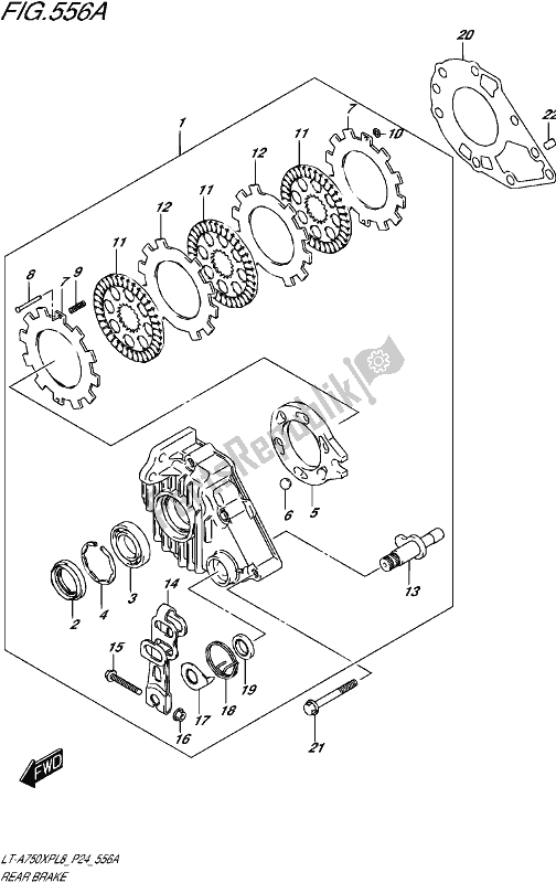 All parts for the Rear Brake of the Suzuki LT-A 750 XP 2018