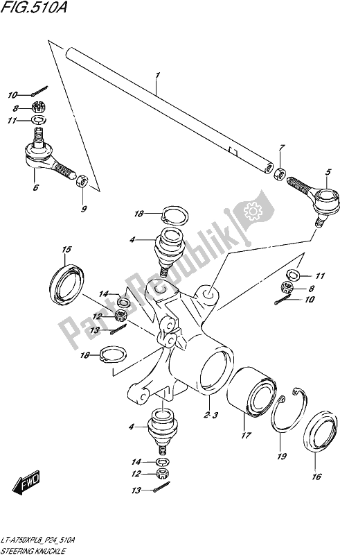 All parts for the Steering Knuckle of the Suzuki LT-A 750 XP 2018