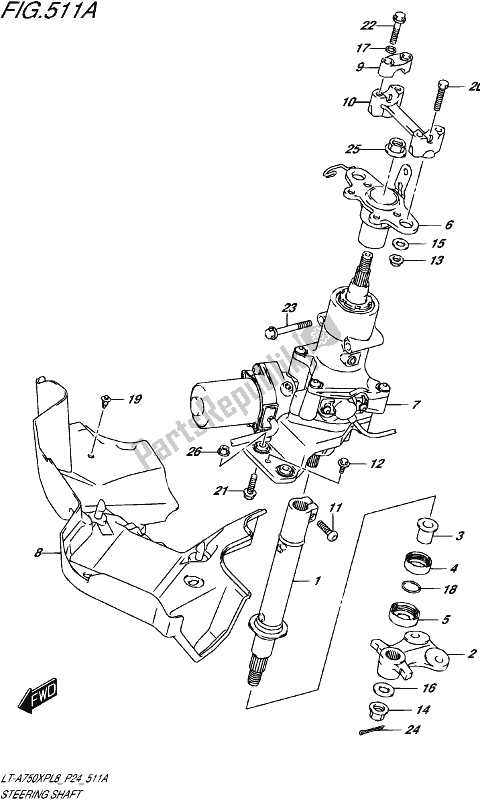 All parts for the Steering Shaft of the Suzuki LT-A 750 XP 2018