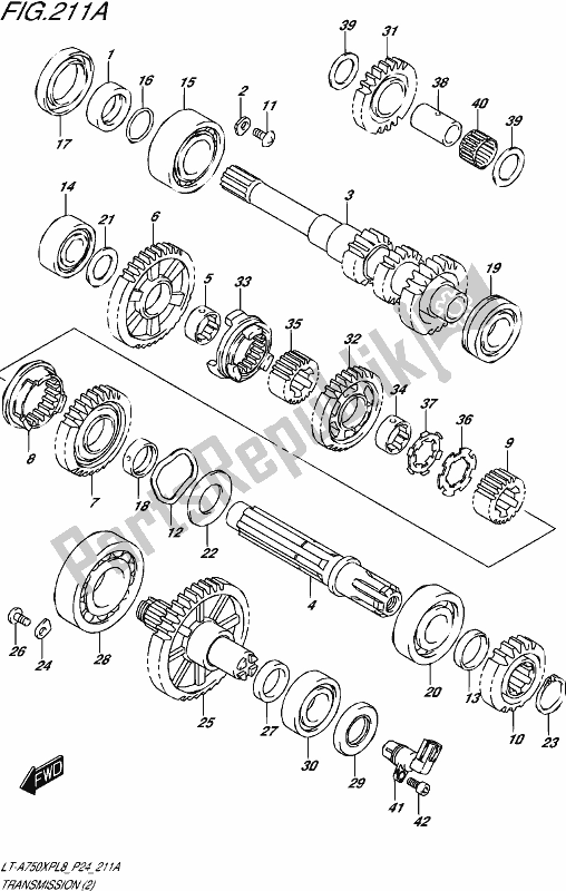 All parts for the Transmission (2) of the Suzuki LT-A 750 XP 2018