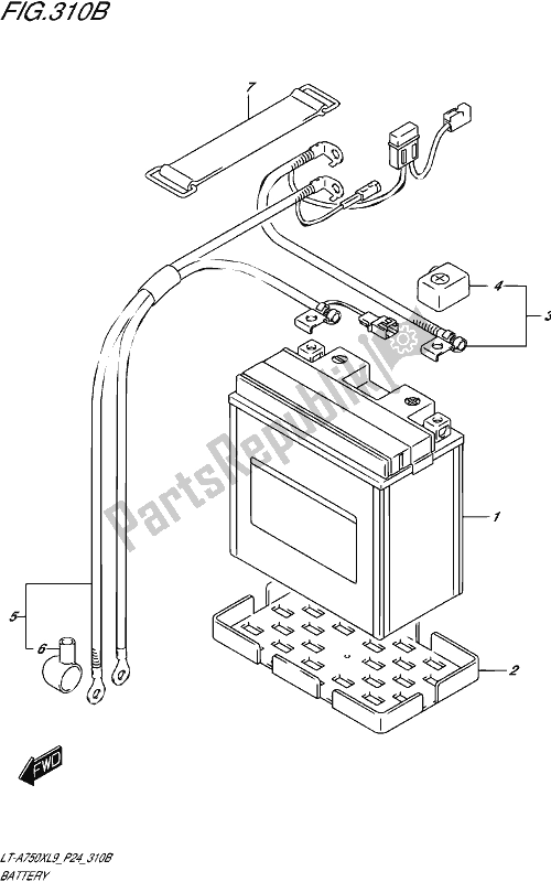 Alle onderdelen voor de Battery (lt-a750xpl9 P24) van de Suzuki LT-A 750 XP 2019