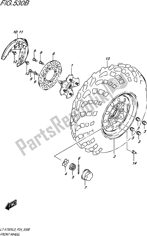 All parts for the Front Wheel (lt-a750xpl9 P24) of the Suzuki LT-A 750 XP 2019