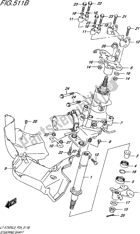 Todas as partes de Steering Shaft (lt-a750xpl9 P24) do Suzuki LT-A 750 XP 2019
