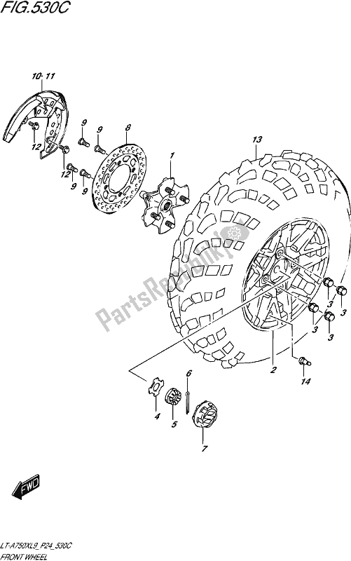 Tutte le parti per il Front Wheel (lt-a750xpzl9 P24) del Suzuki LT-A 750 XPZ 2019