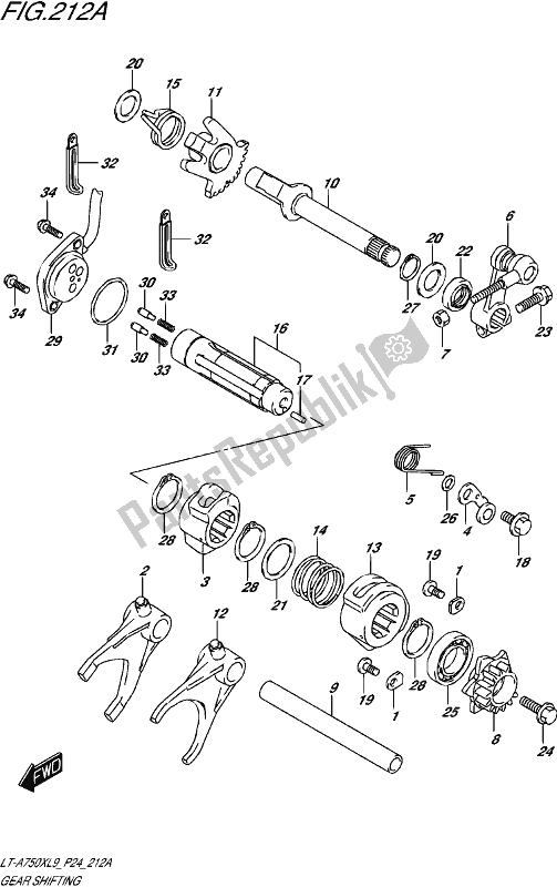 All parts for the Gear Shifting of the Suzuki LT-A 750 XPZ 2019