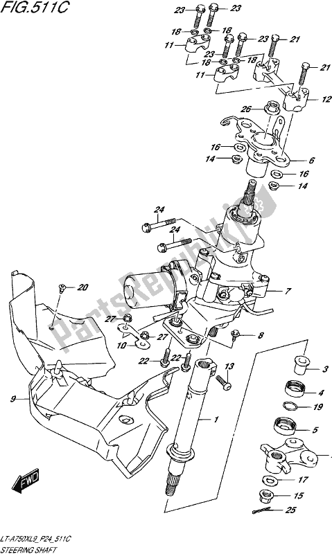 Tutte le parti per il Steering Shaft (lt-a750xpzl9 P24) del Suzuki LT-A 750 XPZ 2019