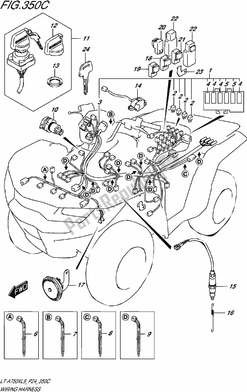 Tutte le parti per il Wiring Harness (lt-a750xpzl9 P24) del Suzuki LT-A 750 XPZ 2019