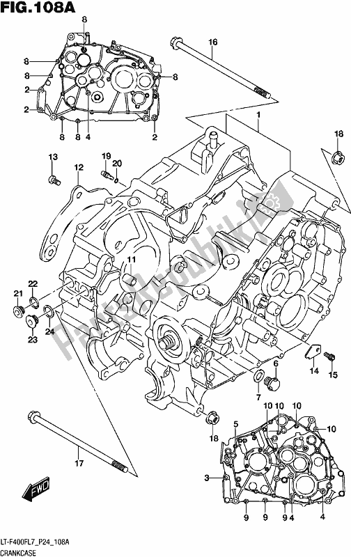 All parts for the Crankcase of the Suzuki LT-F 400F 2017