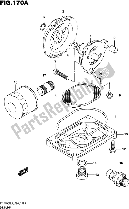 All parts for the Oil Pump of the Suzuki LT-F 400F 2017