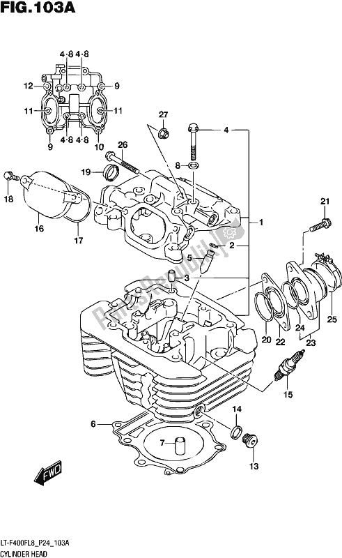 Tutte le parti per il Testata del Suzuki LT-F 400F 2018