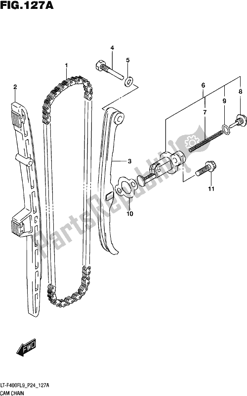 All parts for the Cam Chain of the Suzuki LT-F 400F 2019