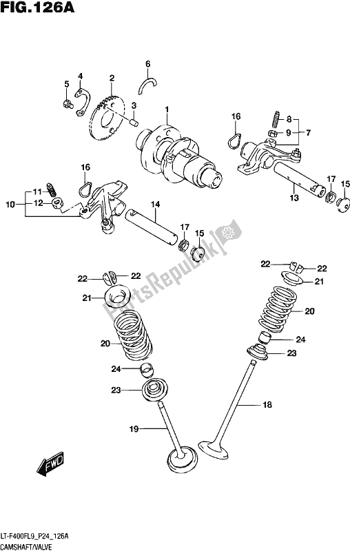 All parts for the Camshaft/valve of the Suzuki LT-F 400F 2019