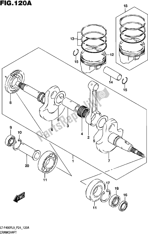 All parts for the Crankshaft of the Suzuki LT-F 400F 2019