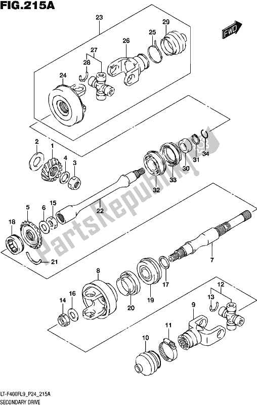 All parts for the Secondary Drive of the Suzuki LT-F 400F 2019
