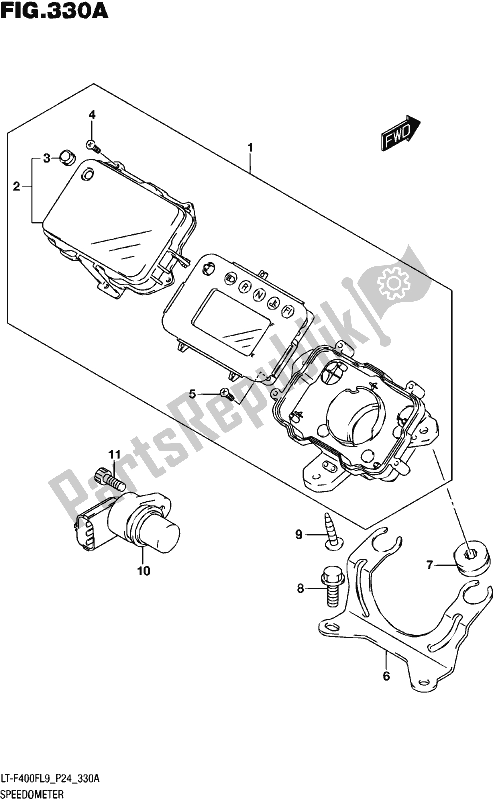 All parts for the Speedometer of the Suzuki LT-F 400F 2019