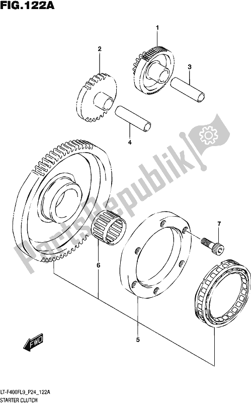 All parts for the Starter Clutch of the Suzuki LT-F 400F 2019