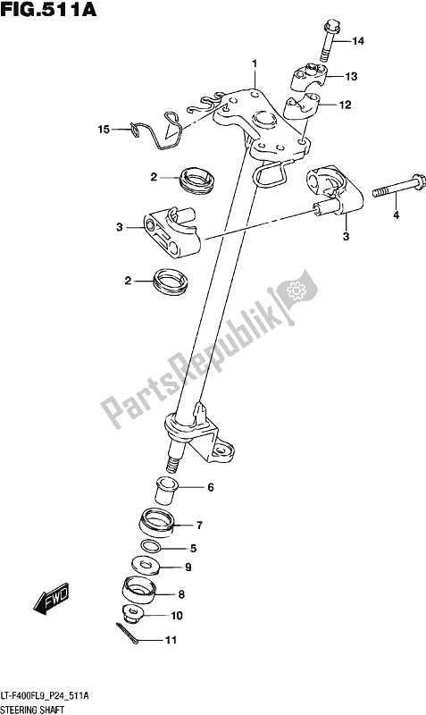 All parts for the Steering Shaft of the Suzuki LT-F 400F 2019