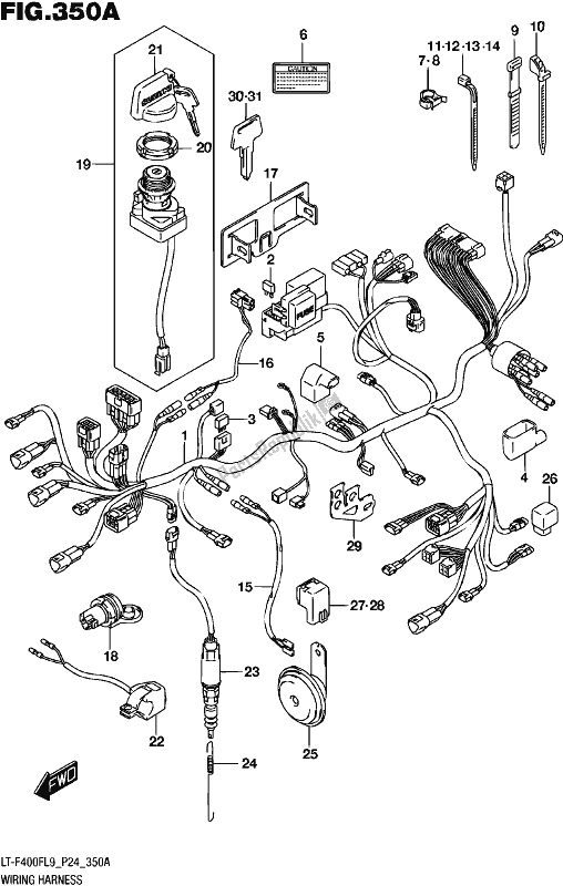 All parts for the Wiring Harness of the Suzuki LT-F 400F 2019