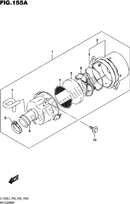 All parts for the Air Cleaner of the Suzuki LT-Z 50 2017