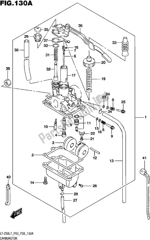 All parts for the Carburetor of the Suzuki LT-Z 50 2017