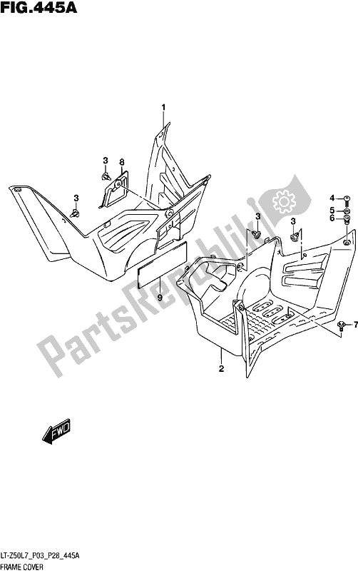 All parts for the Frame Cover of the Suzuki LT-Z 50 2017