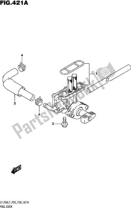 All parts for the Fuel Cock (lt-z50l7 P03) of the Suzuki LT-Z 50 2017