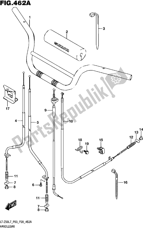 All parts for the Handlebar of the Suzuki LT-Z 50 2017