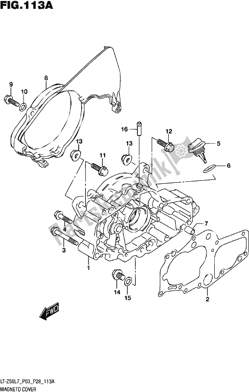 All parts for the Magneto Cover of the Suzuki LT-Z 50 2017