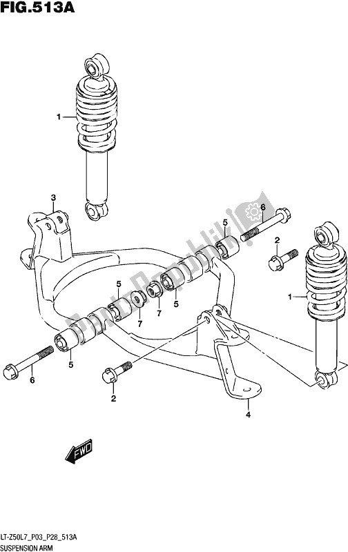 All parts for the Suspension Arm of the Suzuki LT-Z 50 2017