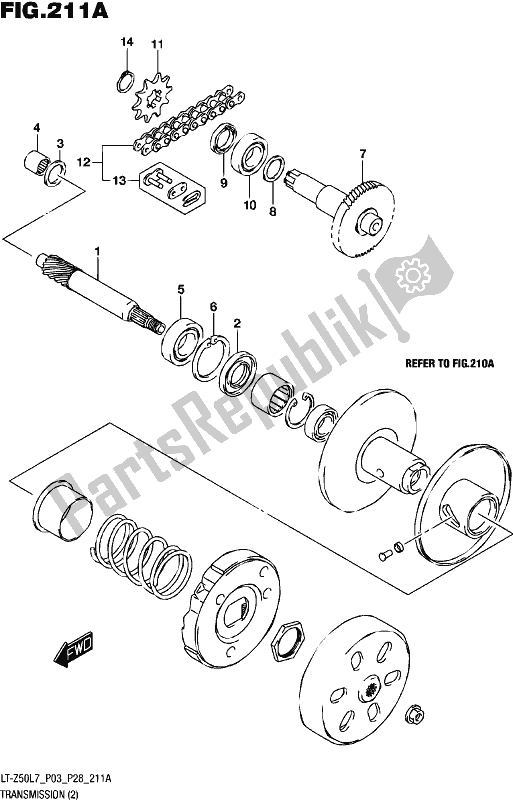 All parts for the Transmission (2) of the Suzuki LT-Z 50 2017