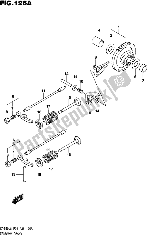 All parts for the Camshaft/valve of the Suzuki LT-Z 50 2018