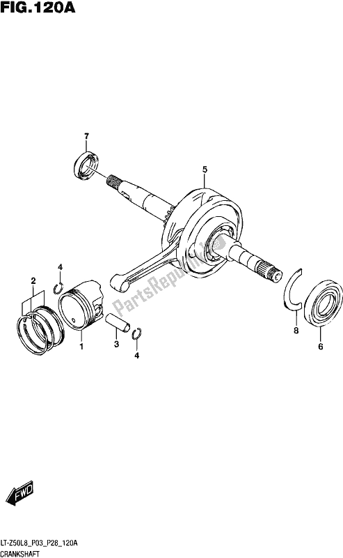 All parts for the Crankshaft of the Suzuki LT-Z 50 2018