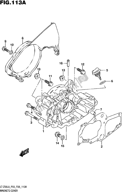 All parts for the Magneto Cover of the Suzuki LT-Z 50 2018