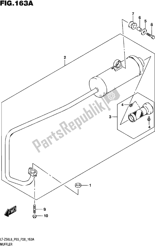 All parts for the Muffler of the Suzuki LT-Z 50 2018