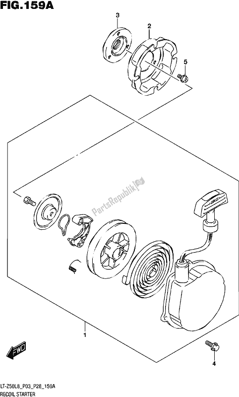 All parts for the Recoil Starter of the Suzuki LT-Z 50 2018