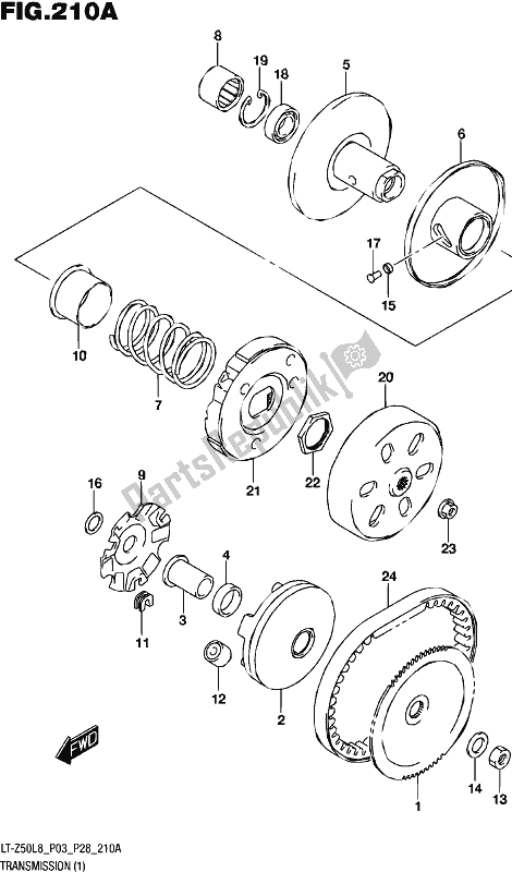 All parts for the Transmission (1) of the Suzuki LT-Z 50 2018
