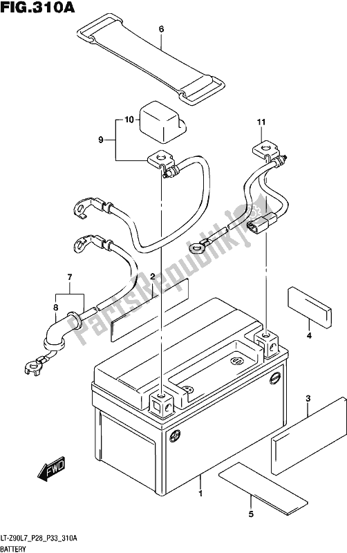 All parts for the Battery (lt-z90l7 P28) of the Suzuki LT-Z 90 2017