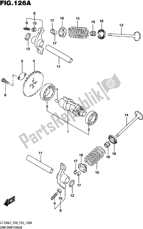 All parts for the Camshaft/valve of the Suzuki LT-Z 90 2017