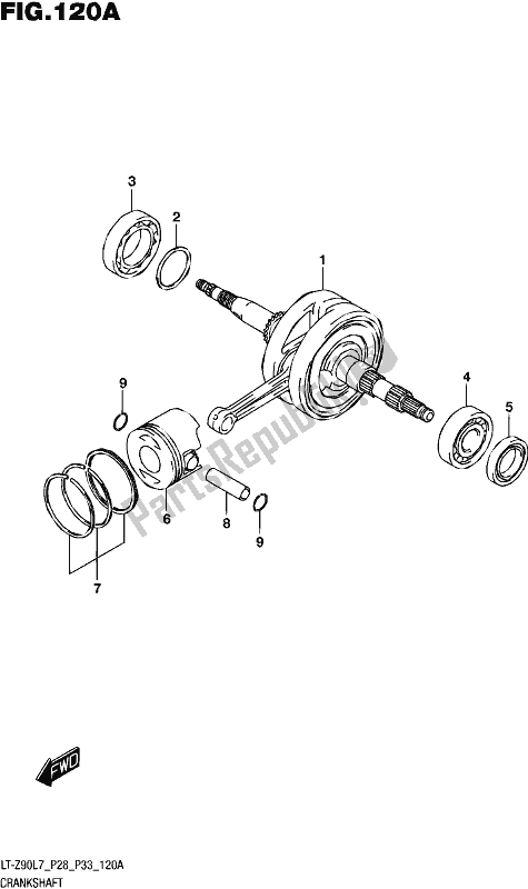 All parts for the Crankshaft of the Suzuki LT-Z 90 2017