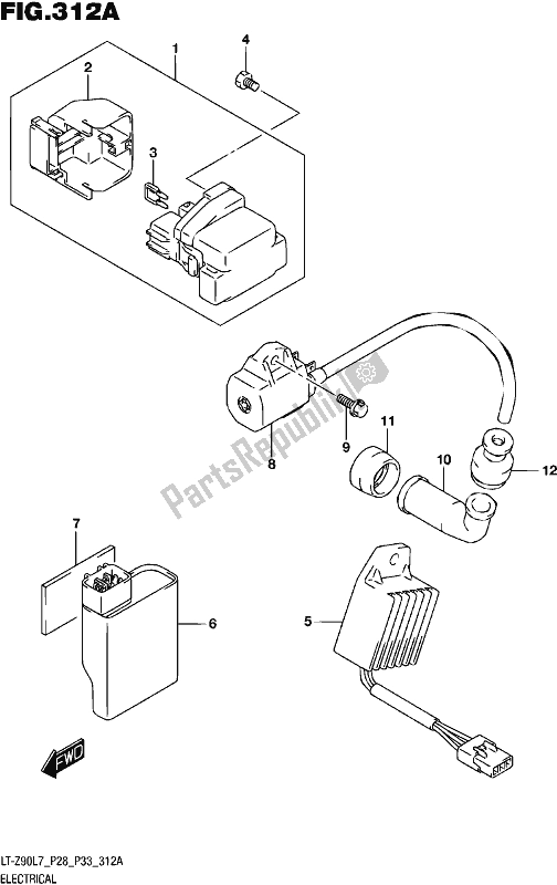 All parts for the Electrical of the Suzuki LT-Z 90 2017