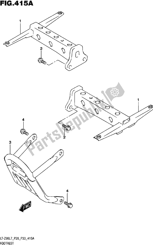 All parts for the Footrest of the Suzuki LT-Z 90 2017