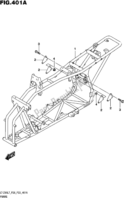 All parts for the Frame of the Suzuki LT-Z 90 2017