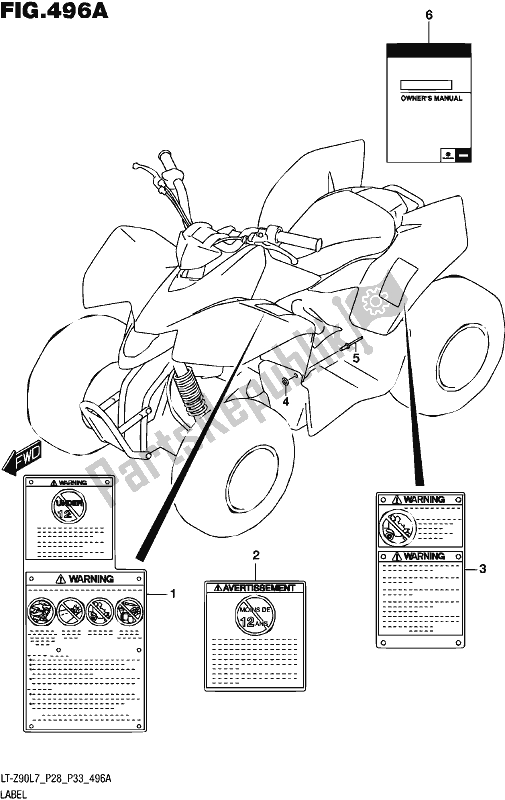 All parts for the Label (lt-z90l7 P28) of the Suzuki LT-Z 90 2017