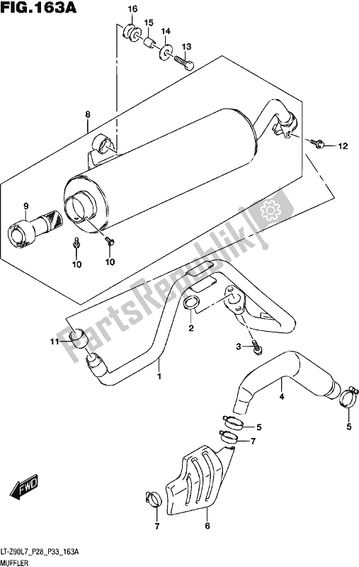 All parts for the Muffler of the Suzuki LT-Z 90 2017