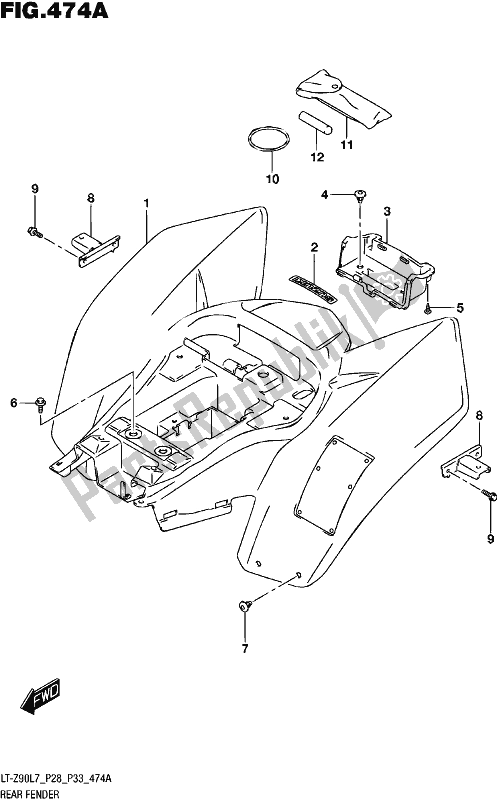 All parts for the Rear Fender of the Suzuki LT-Z 90 2017