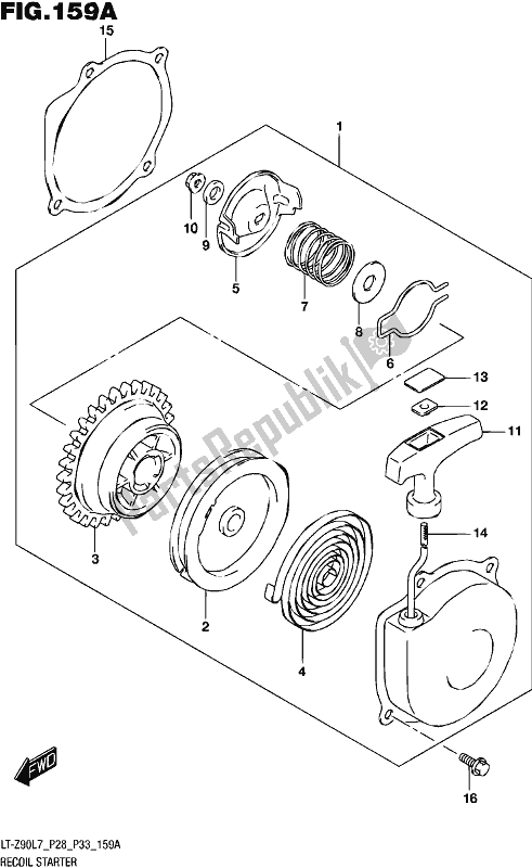 All parts for the Recoil Starter of the Suzuki LT-Z 90 2017