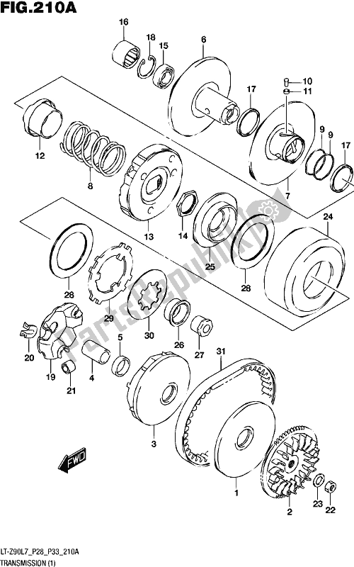 All parts for the Transmission (1) of the Suzuki LT-Z 90 2017